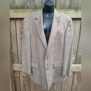 🏵️ Lauren Ralph Lauren VTG Neutral Plaid Silk Wool Men's Blazer Suit Jacket